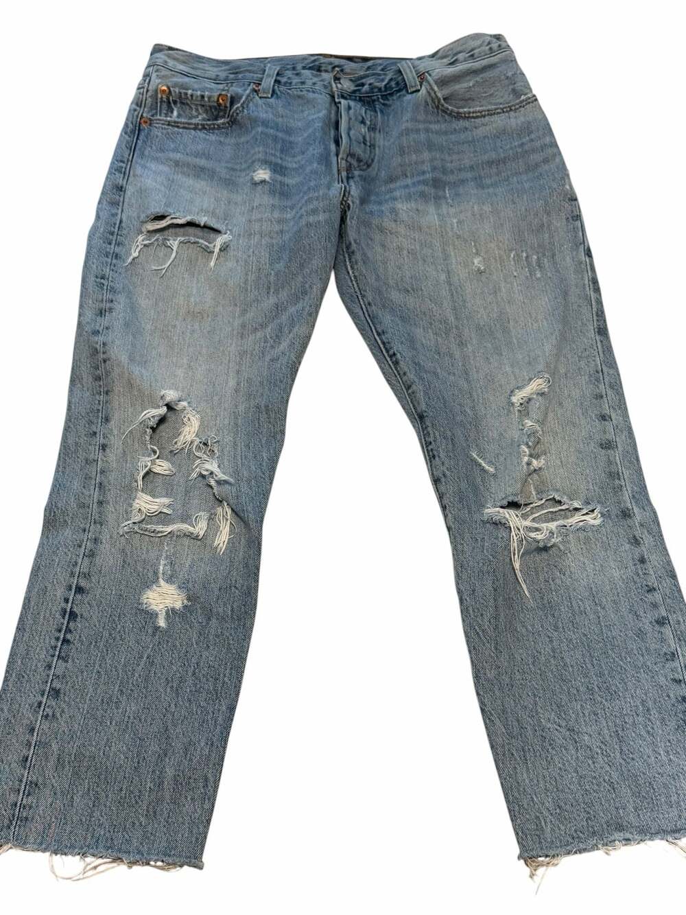 Levi's Distressed Light Blue Cropped Jeans
